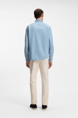 Regular-fit shirt in indigo denim, Light Blue