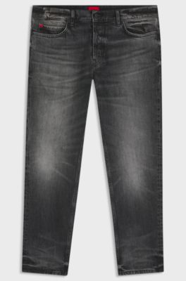 Tapered-fit jeans in dark-grey stretch denim, Dark Grey