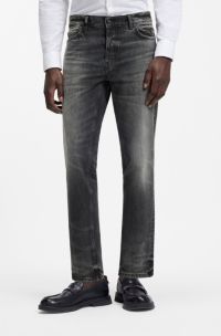Dunkelgraue Tapered-Fit Jeans aus Stretch-Denim, Dunkelgrau