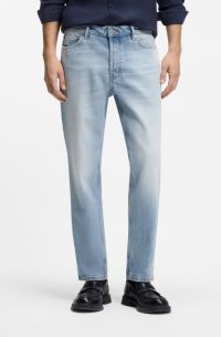 Tapered-fit jeans in bright-blue stretch denim, Light Blue