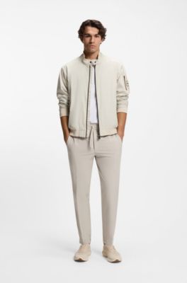 Water-repellent blouson jacket with double piping, Natural