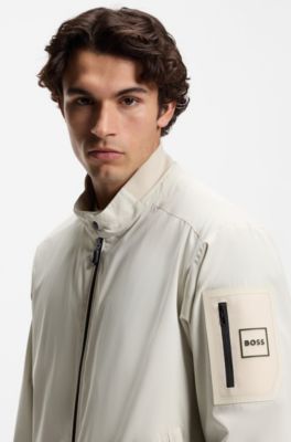 Water-repellent blouson jacket with double piping, Natural
