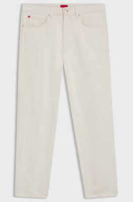 Tapered-fit jeans in ecru denim, Natural