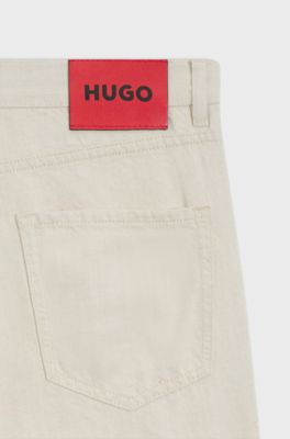 Relaxed-tapered-fit jeans in ecru denim, Natural