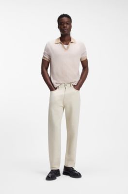 Relaxed-tapered-fit jeans in ecru denim, Natural
