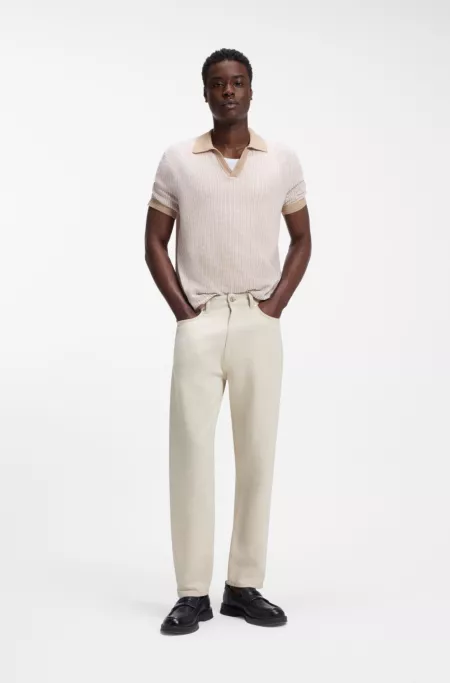 Tapered-fit jeans in ecru denim