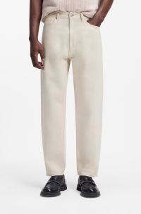 Relaxed-tapered-fit jeans in ecru denim, Natural
