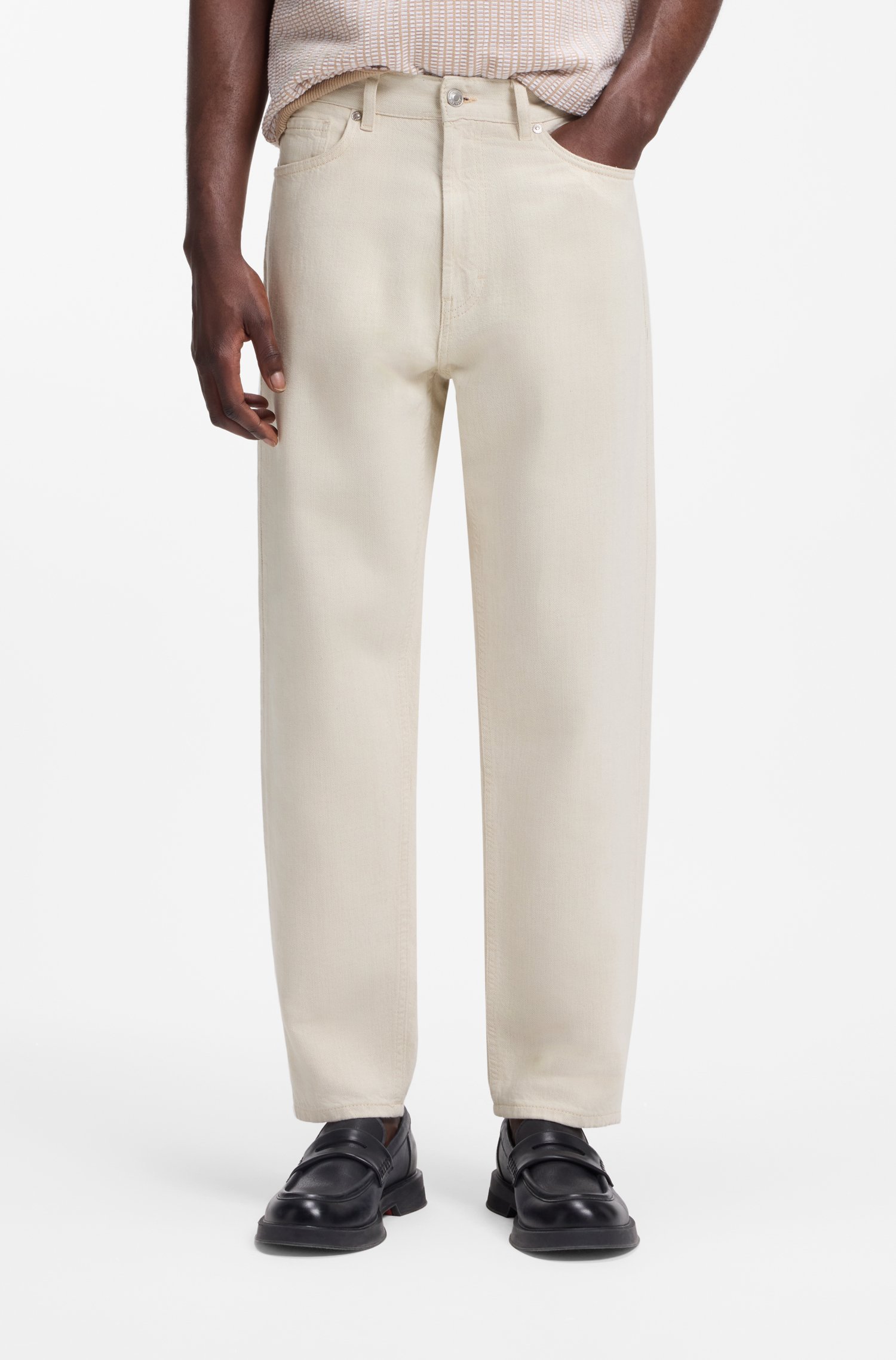 Hugo Relaxed-tapered-fit jeans in ecru denim herr
