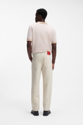 Relaxed Tapered-Fit Jeans aus Denim in Ecru, Natur