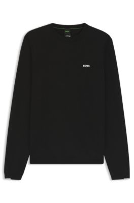 Cotton sweater with contrast logo, Black