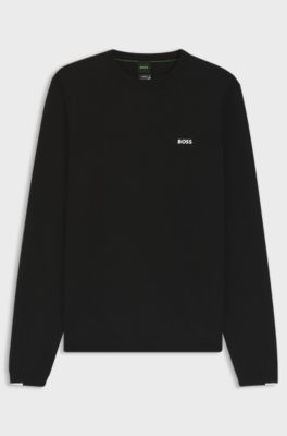 Cotton sweater with contrast logo, Black