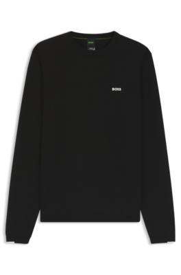 Boss Cotton sweater with contrast logo stickade tröjor herr – bild 4