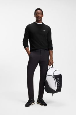 Cotton sweater with contrast logo, Black