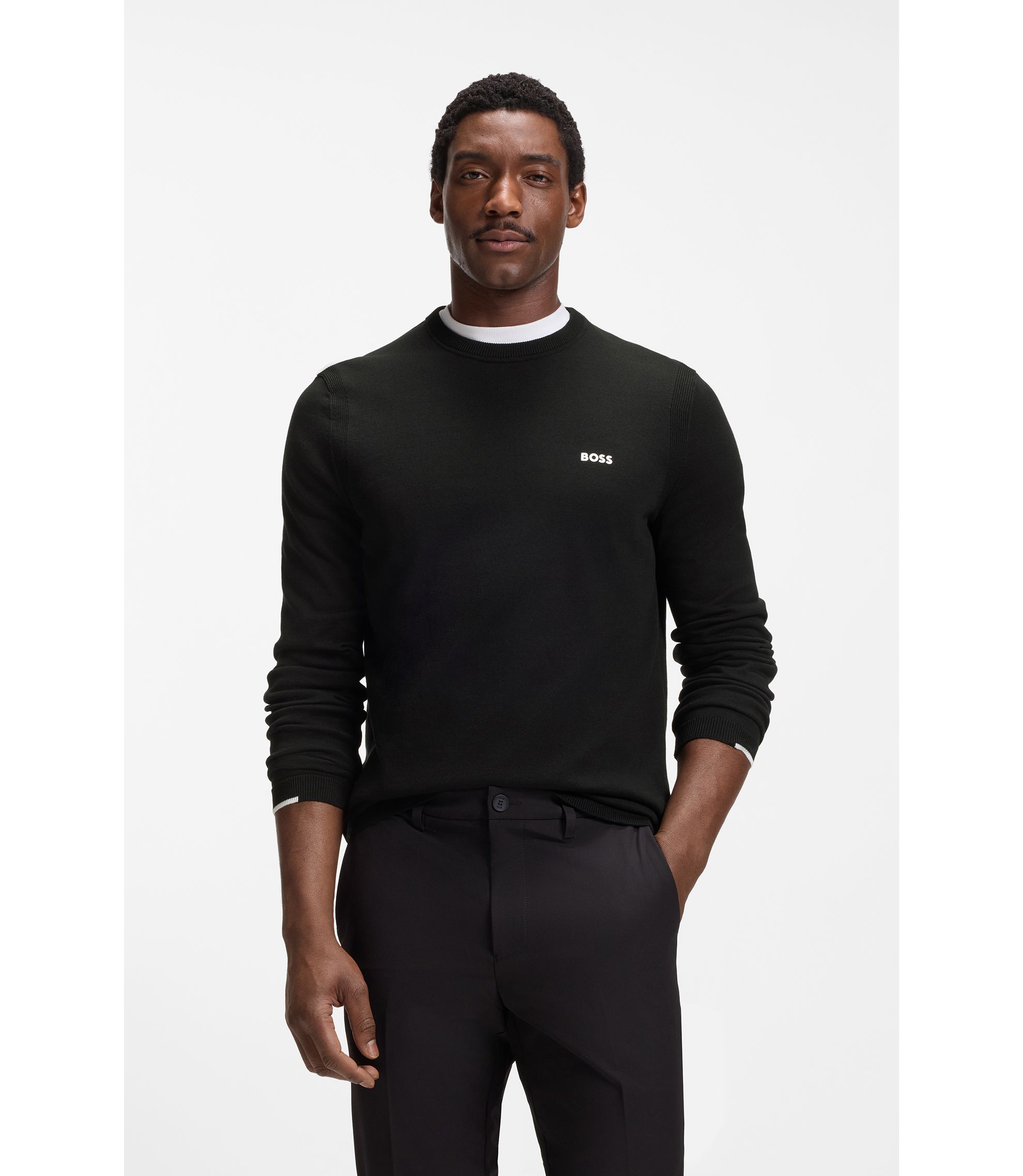 Pullover aus Baumwolle mit Kontrast-Logo