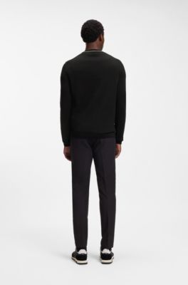 Cotton sweater with contrast logo, Black