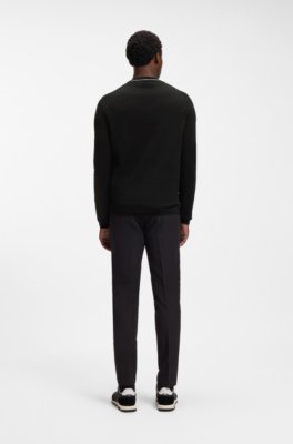 Boss Cotton sweater with contrast logo stickade tröjor herr – bild 3