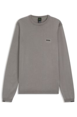 Cotton sweater with contrast logo, Grey