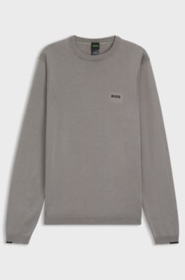 Pullover aus Baumwolle mit Kontrast-Logo, Grau