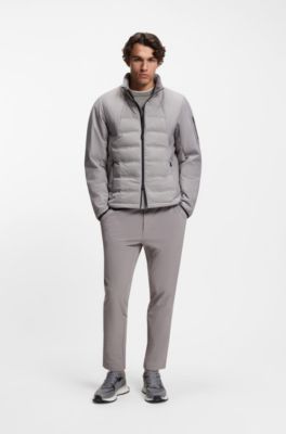 Jersey de algod&oacute;n con logo en contraste, Gris