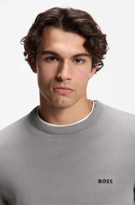 Cotton sweater with contrast logo