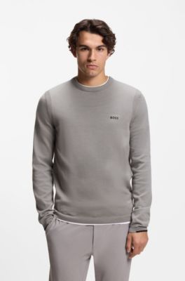 Cotton sweater with contrast logo, Grey