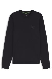 Trui van katoen met contrastlogo, Donkerblauw