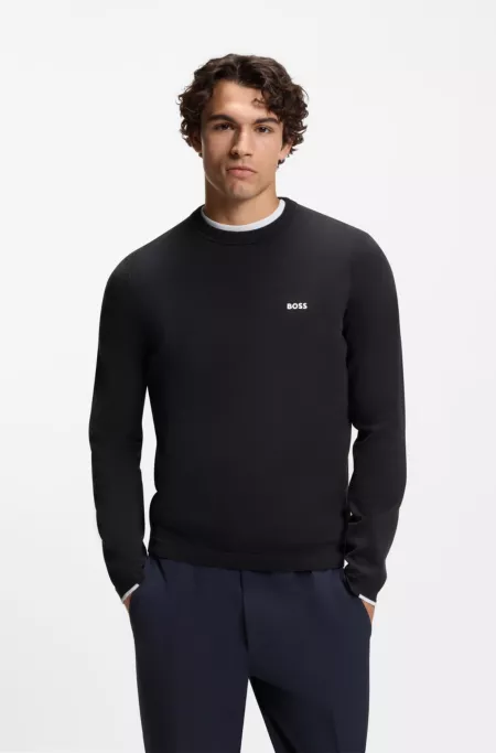 Cotton sweater with contrast logo