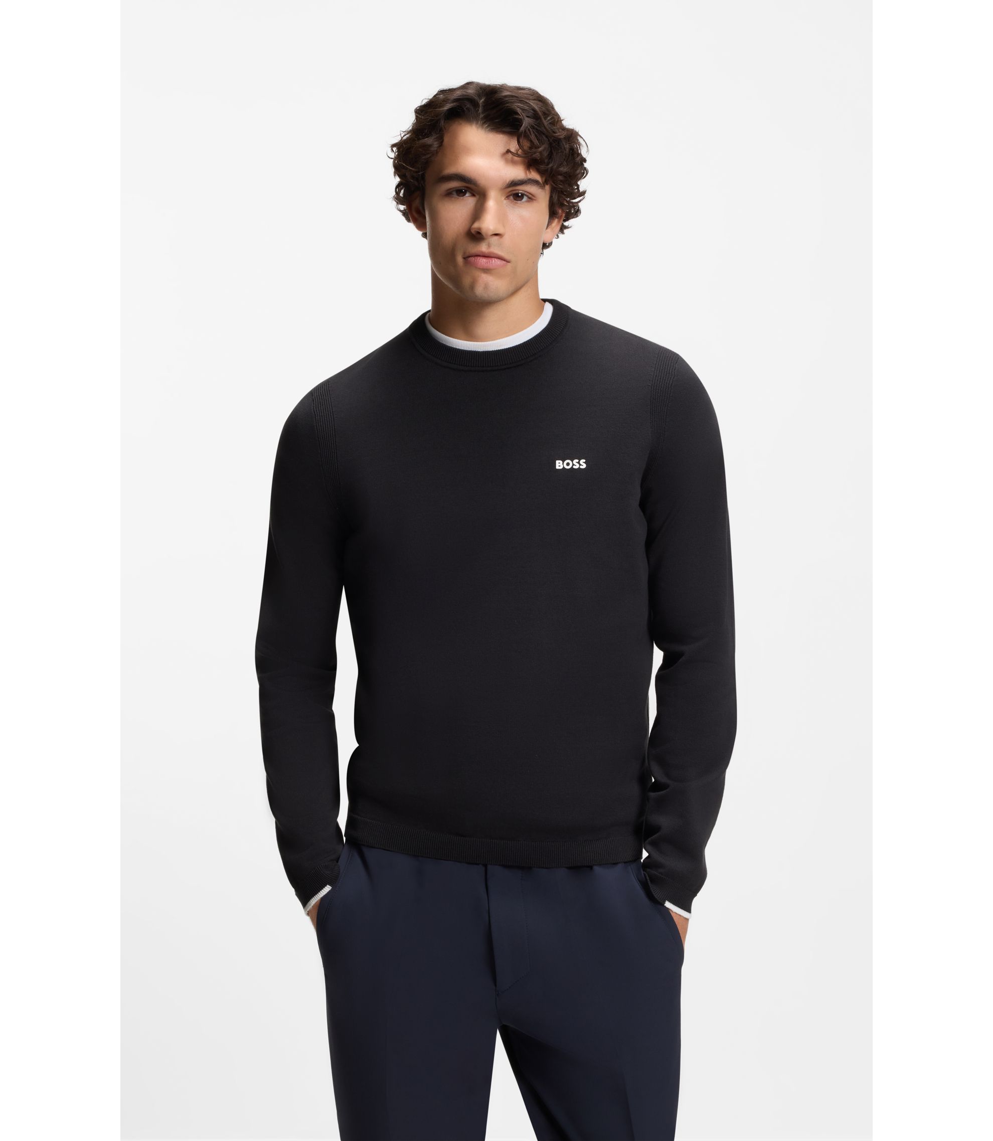 BOSS コットンブレンド セーター カラーブロック＆ロゴ BOSS コットンブレンド セーター カラーブロック＆ロゴ
