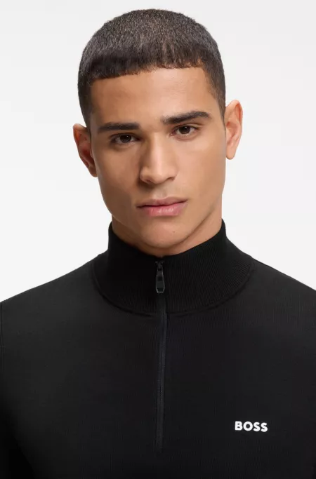 Cotton sweater with quarter zip