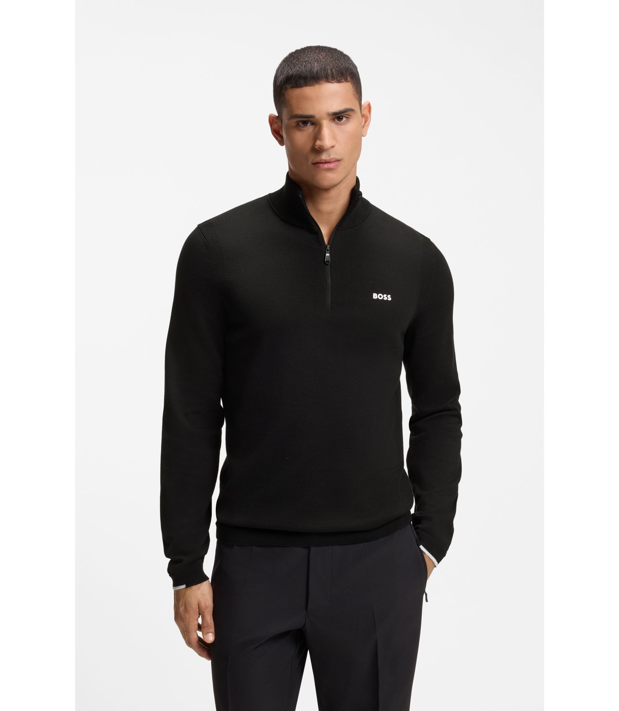 Pullover aus Baumwolle mit kurzem Reißverschluss