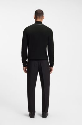 Cotton sweater with quarter zip, Black