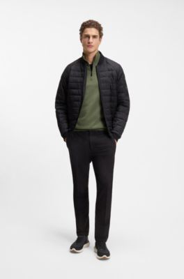 Cotton sweater with quarter zip, Olive