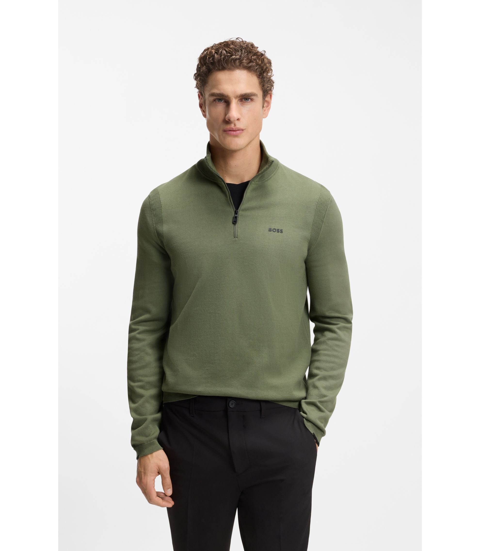 Pullover aus Baumwolle mit kurzem Reißverschluss