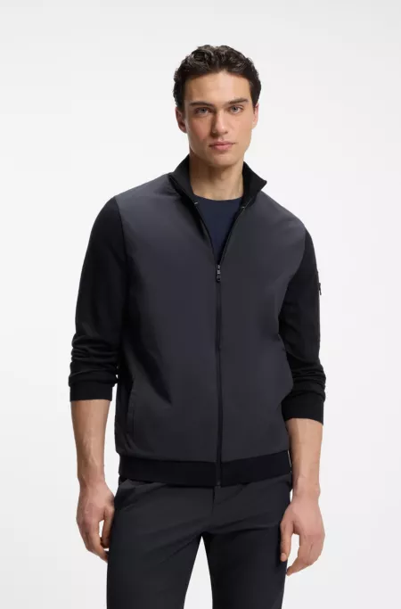 Chaqueta híbrida con mangas y espalda de punto