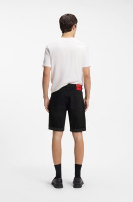 Hugo Tapered-fit shorts in black stretch denim herr – bild 2