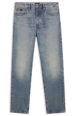 Blue jeans in stonewashed Japanese denim, Light Blue