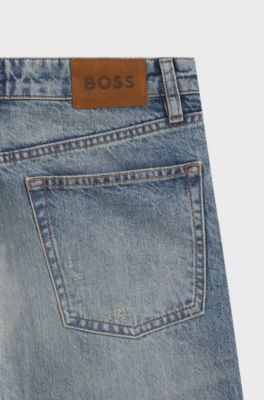 Jeans blu in denim giapponese stone-washed, Celeste