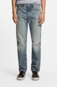 Blue jeans in stonewashed Japanese denim, Light Blue