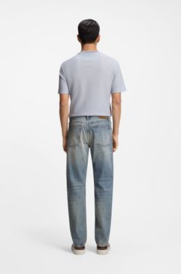 Blue jeans in stonewashed Japanese denim, Light Blue