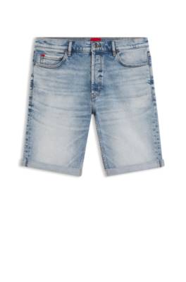 Hugo Tapered-fit shorts in bright-blue stretch denim herr – bild 4