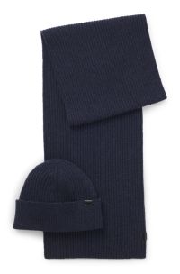 Gift-boxed hat and scarf set, Dark Blue