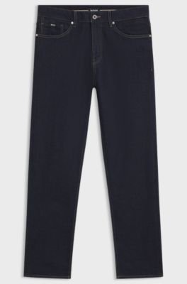 Straight-fit jeans in indigo stretch denim, Dark Blue