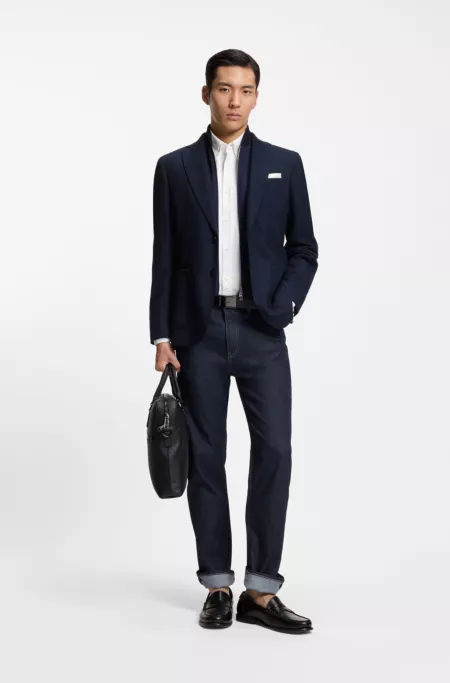 Straight-fit jeans in indigo stretch denim