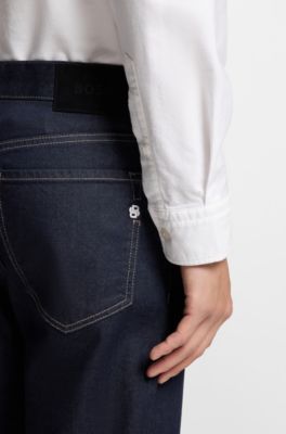 Straight-fit jeans in indigo stretch denim, Dark Blue