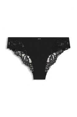 Lace briefs with mesh pleating details