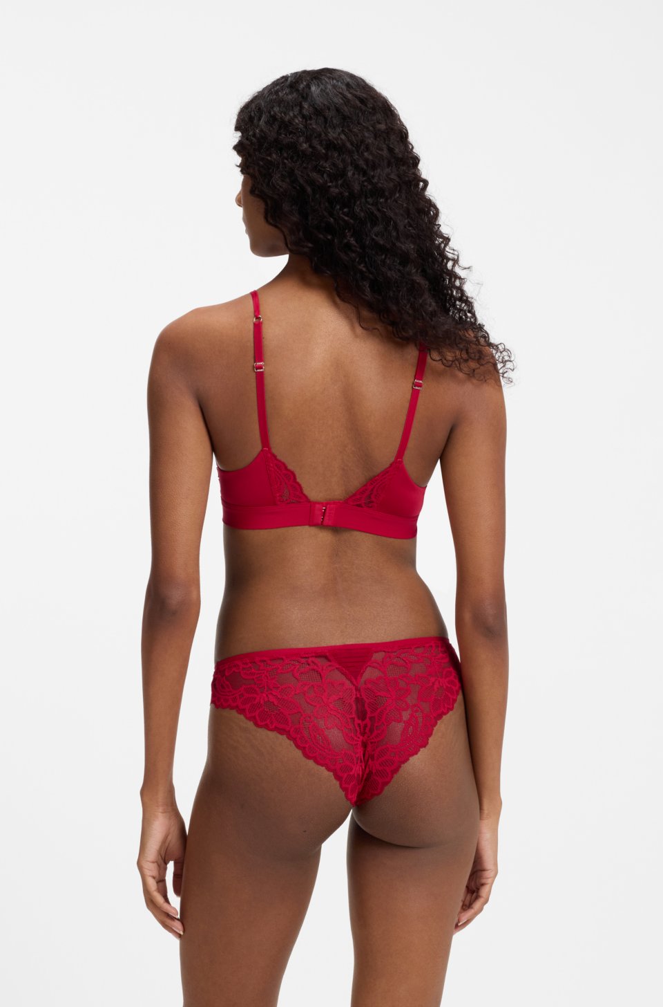 Lace briefs with mesh pleating details