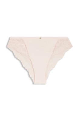 Lace briefs with mesh pleating details, light pink