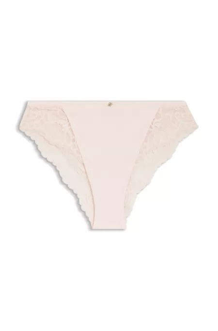 Lace briefs with mesh pleating details