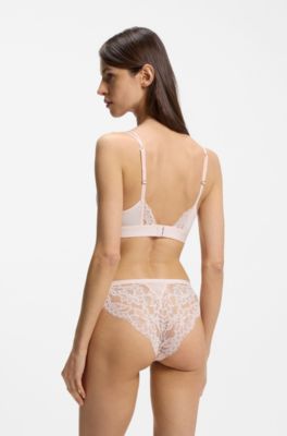 Lace briefs with mesh pleating details, light pink