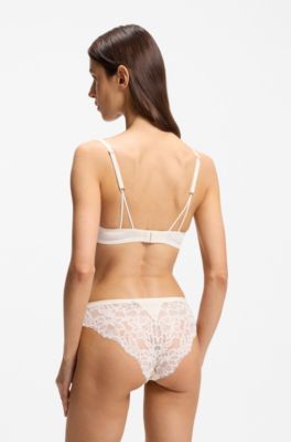 Underwire bra with lace trims, Natural